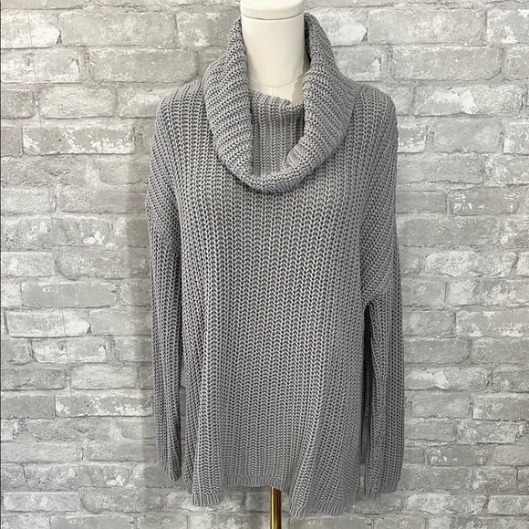 Talbots Haven Gray Cowl Neck Sweater Chunky Knit - Picture 1 of 5